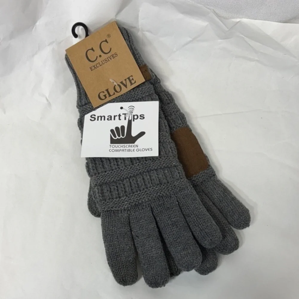 C.C Exclusives slate Gray smart tips Touchscreen compatible leather palm Gloves